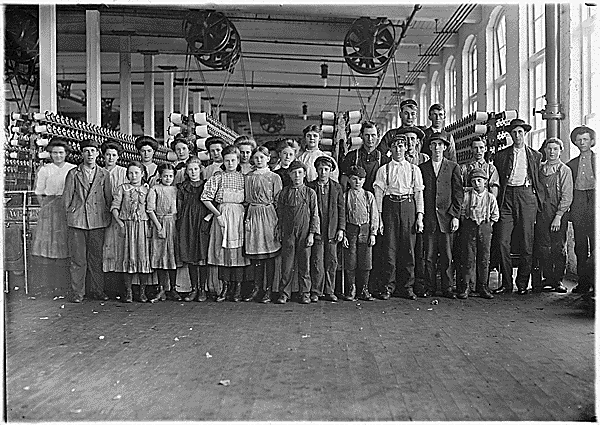 Workers at the a Whitnel, N.C. textile mill, including many small children in 1908.